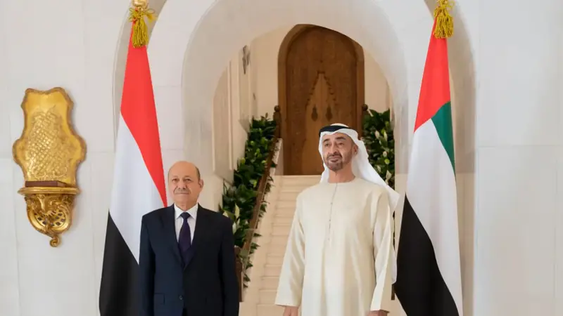 محمد بن زايد لرشاد العليمي: لن ندخر جهدا في دعم اليمن