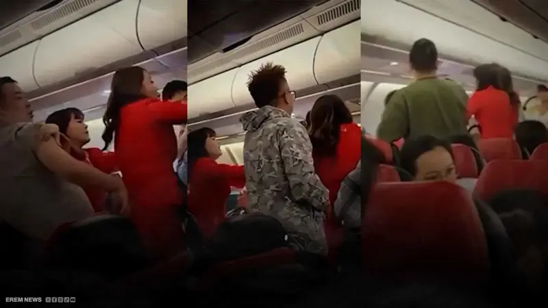 فيديو يوثق لحظة انفجار شجار جوي بين راكب غاضب و3 نساء