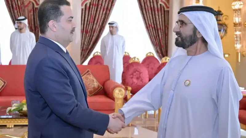 محمد بن راشد يجري مباحثات مع رئيس وزراء العراق