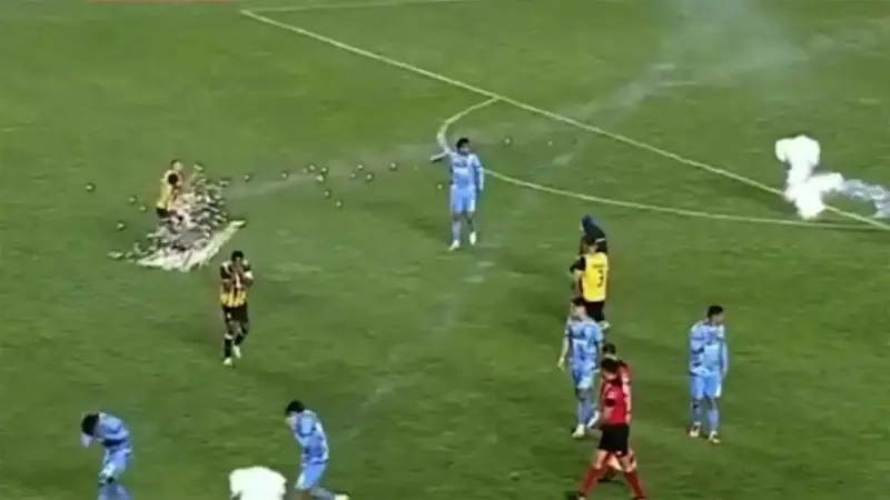 أسقطته أرضًا.. لحظة صادمة لإصابة لاعب بـ"ألعاب نارية" خلال مباراة (فيديو)